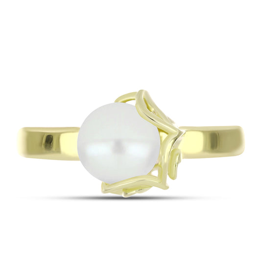 Anillo de Plata Bañada en Oro con Perla de Agua Dulce