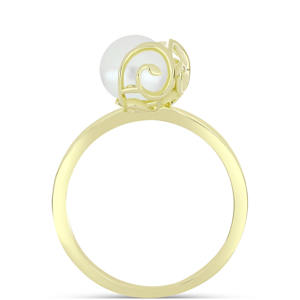 Anillo de Plata Bañada en Oro con Perla de Agua Dulce 2 