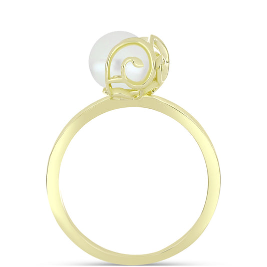 Anillo de Plata Bañada en Oro con Perla de Agua Dulce