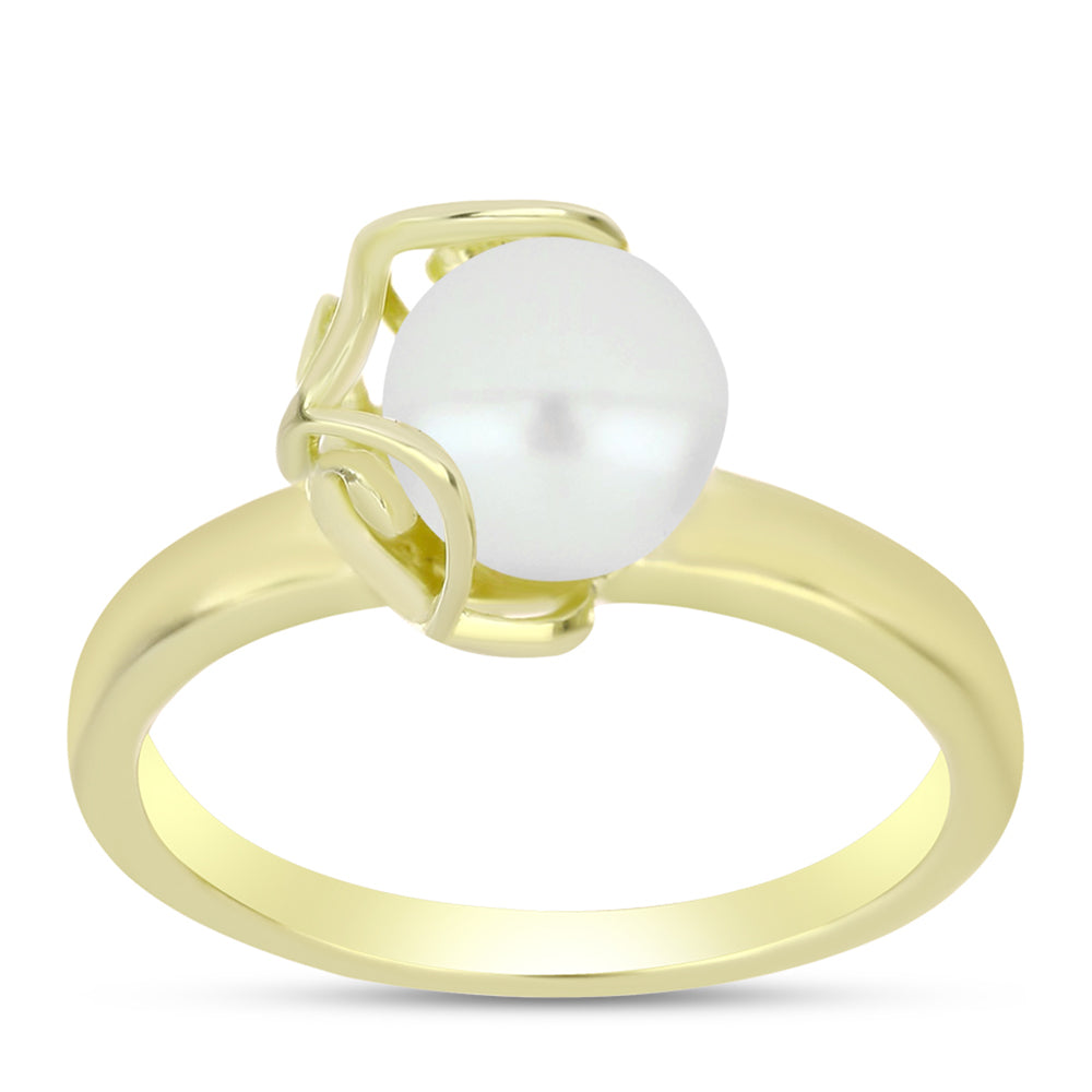 Anillo de Plata Bañada en Oro con Perla de Agua Dulce 3 