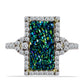 Anillo de Plata Bañada en Oro con Drusa Verde y Topacio Blanco