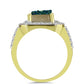 Anillo de Plata Bañada en Oro con Drusa Verde y Topacio Blanco