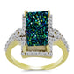 Anillo de Plata Bañada en Oro con Drusa Verde y Topacio Blanco