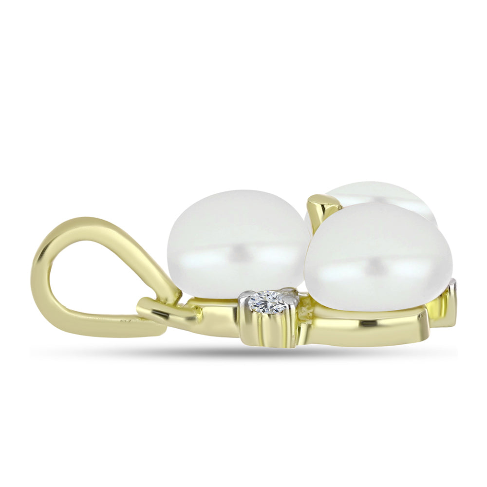 Colgante de Plata Bañada en Oro con Perla de Agua Dulce y Topacio Blanco 2 