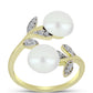 Anillo de Plata Bañada en Oro con Perla de Agua Dulce y Topacio Blanco
