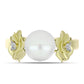 Anillo de Plata Bañada en Oro con Perla de Agua Dulce y Topacio Blanco
