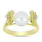 Anillo de Plata Bañada en Oro con Perla de Agua Dulce y Topacio Blanco
