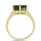Anillo de Plata Bañada en Oro con Drusa Verde y Topacio Blanco