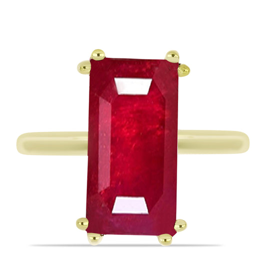 Anillo de Plata Bañada en Oro con Rubí de Madagascar