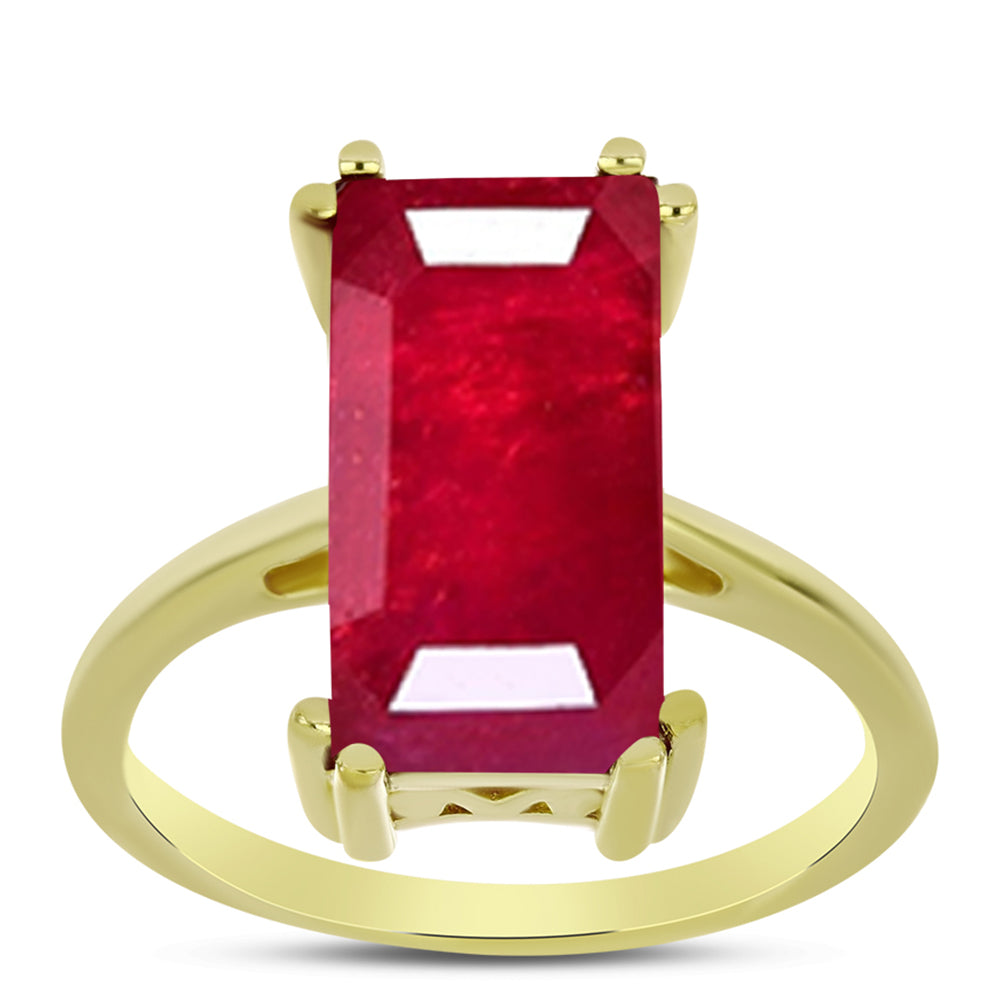 Anillo de Plata Bañada en Oro con Rubí de Madagascar