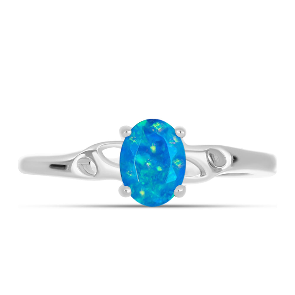 Anillo de Plata con Ópalo Azul Paraiba de Etiopía 1 