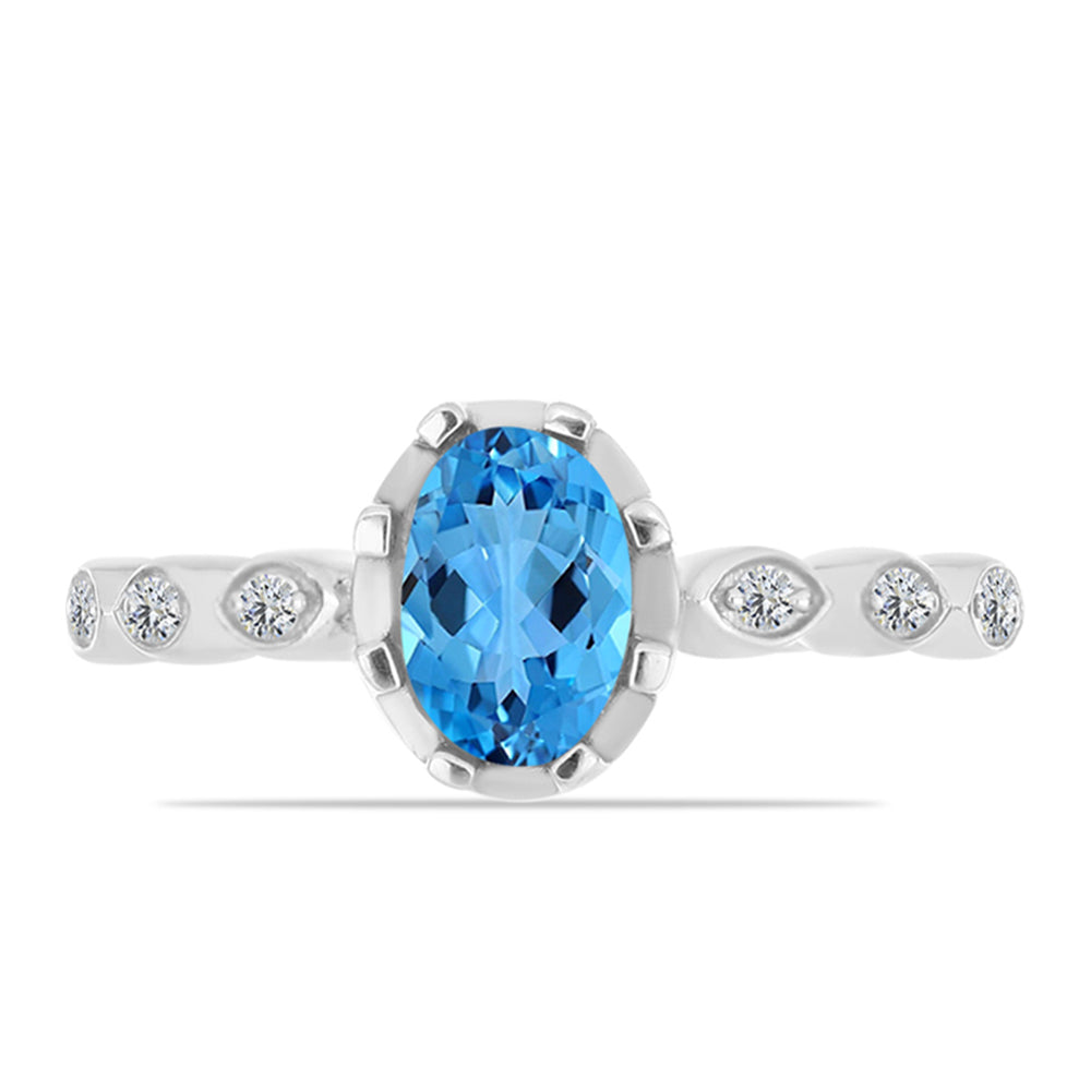 Anillo de Plata con Ópalo Azul Paraiba de Etiopía y Topacio Blanco