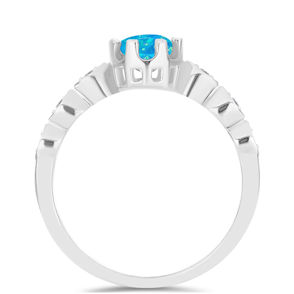 Anillo de Plata con Ópalo Azul Paraiba de Etiopía y Topacio Blanco