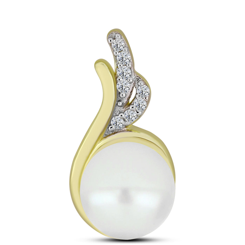 Colgante de Plata Bañada en Oro con Perla de Agua Dulce y Topacio Blanco