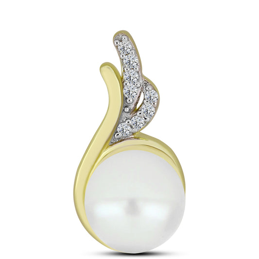 Colgante de Plata Bañada en Oro con Perla de Agua Dulce y Topacio Blanco