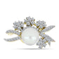 Broche de Plata Bañada en Oro con Perla de Agua Dulce y Topacio Blanco