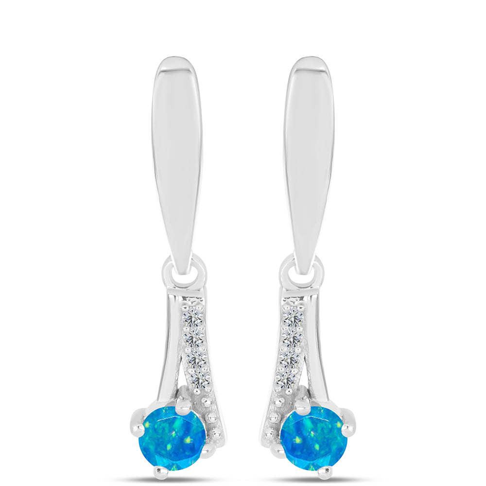 Pendientes de Plata con Ópalo Azul Paraiba de Etiopía y Topacio Blanco 1 