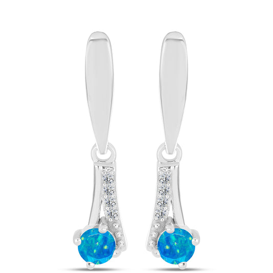Pendientes de Plata con Ópalo Azul Paraiba de Etiopía y Topacio Blanco
