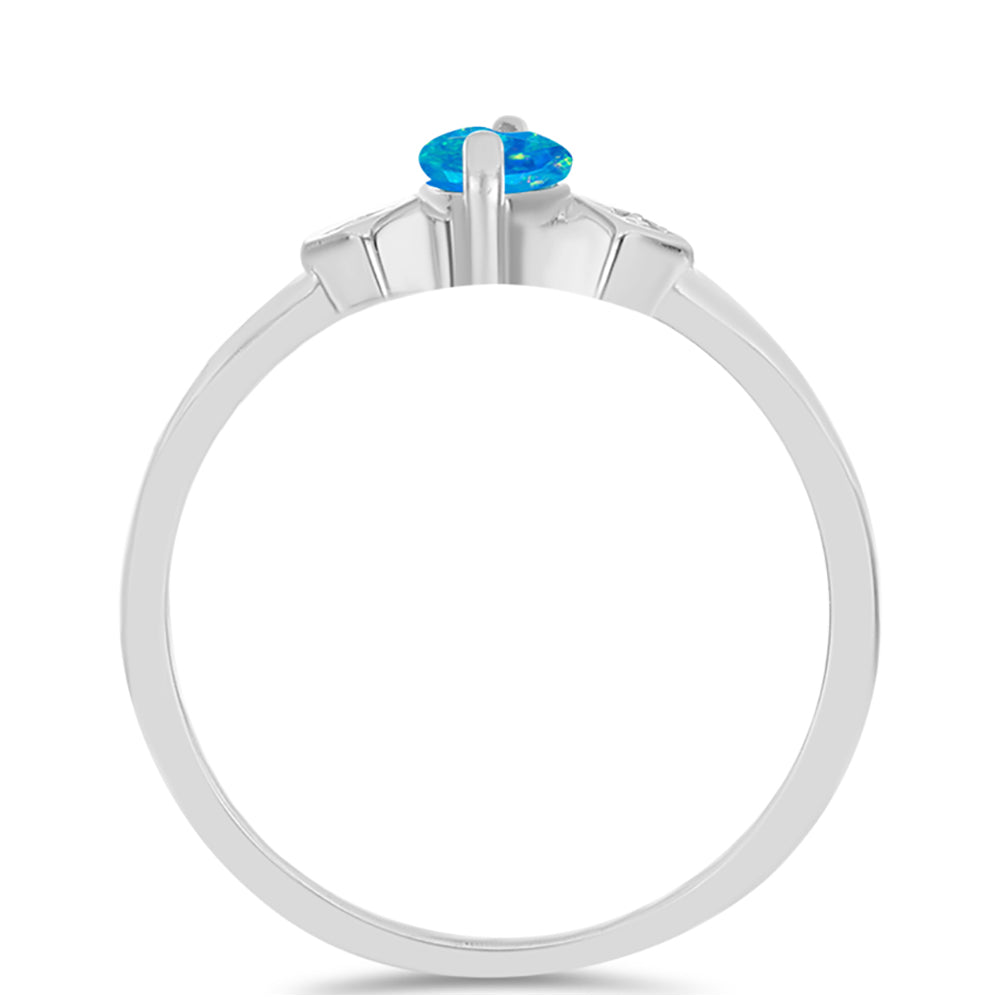 Anillo de Plata con Ópalo Azul Paraiba de Etiopía y Topacio Blanco