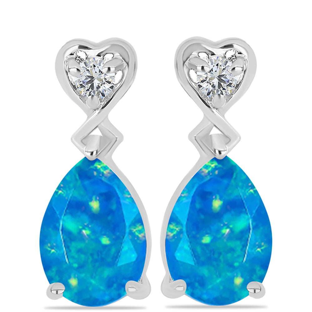 Pendientes de Plata con Ópalo Azul Paraiba de Etiopía y Topacio Blanco 1 