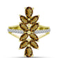 Anillo de Plata Bañada en Oro con Cuarzo Coñac y Topacio Blanco