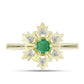 Anillo de Plata Bañada en Oro con Esmeralda de Brasil y Topacio Blanco