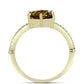 Anillo de Plata Bañada en Oro con Cuarzo Coñac y Topacio Blanco