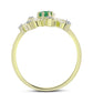 Anillo de Plata Bañada en Oro con Esmeralda de Brasil y Topacio Blanco