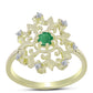 Anillo de Plata Bañada en Oro con Esmeralda de Brasil y Topacio Blanco