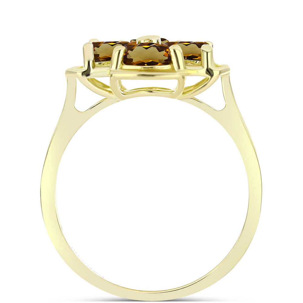 Anillo de Plata Bañada en Oro con Cuarzo Coñac 2 