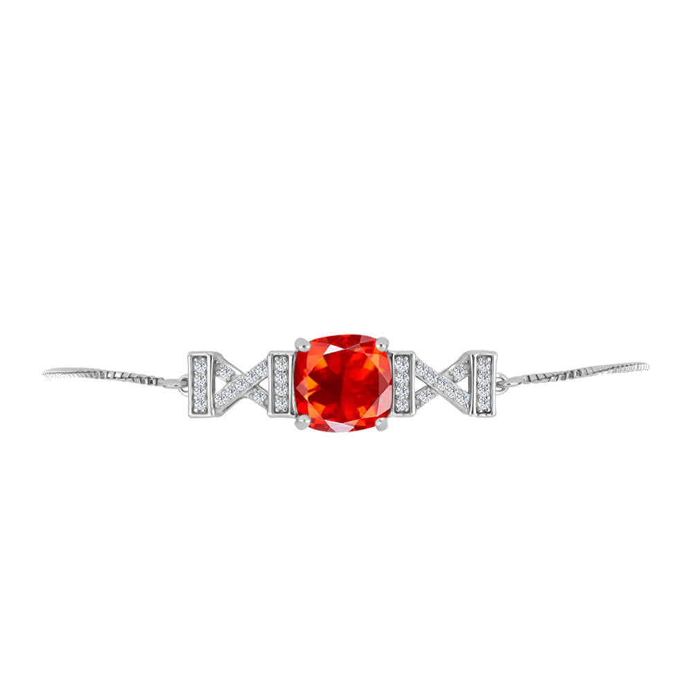 Pulsera de Plata con Ópalo Rojo etíope de Lega Dembi y Topacio Blanco 2 