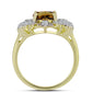 Anillo de Plata Bañada en Oro con Cuarzo Coñac y Topacio Blanco