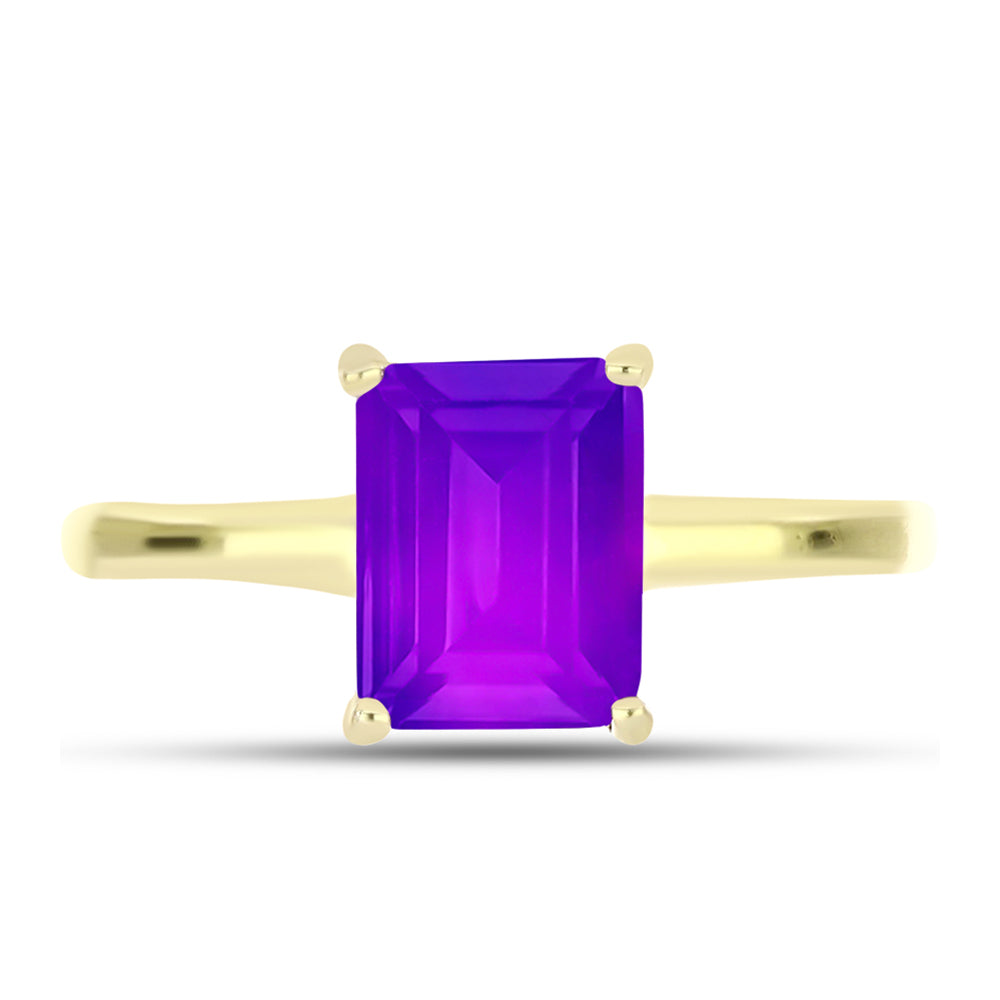 Anillo de Plata Bañada en Oro con Ágata Púrpura