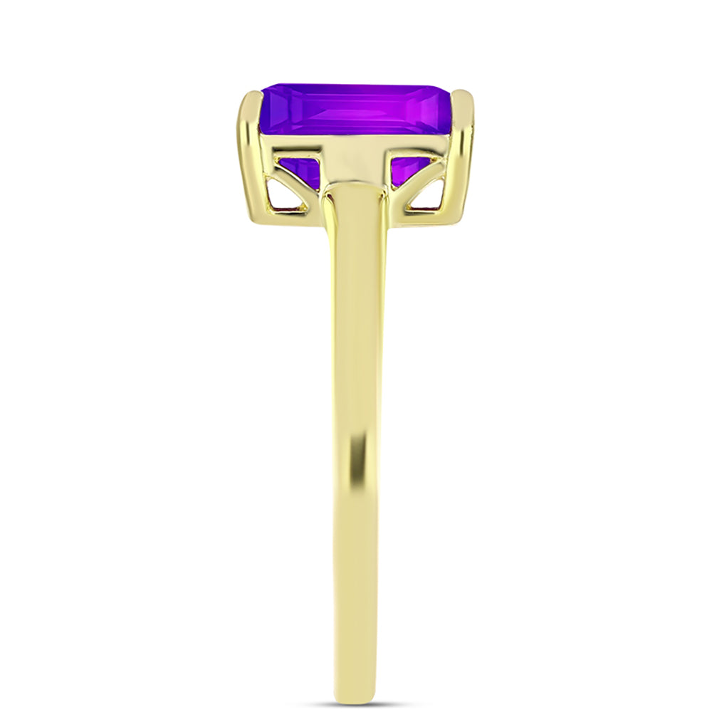 Anillo de Plata Bañada en Oro con Ágata Púrpura 4 