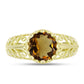 Anillo de Plata Bañada en Oro con Cuarzo Coñac