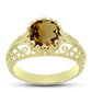 Anillo de Plata Bañada en Oro con Cuarzo Coñac