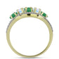 Anillo de Plata Bañada en Oro con Esmeralda de Brasil y Piedra Lunar Arco Iris