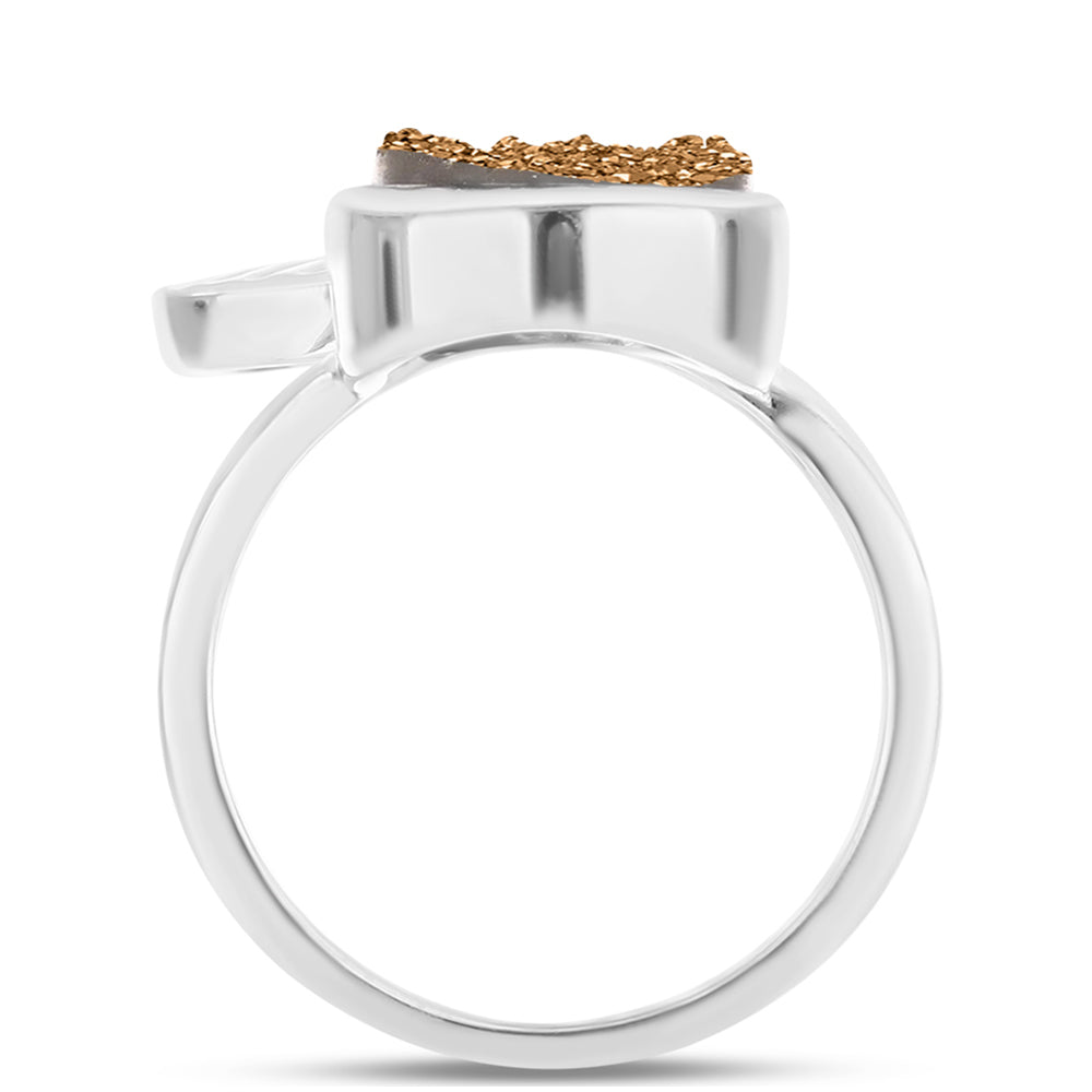 Anillo de Plata con Drusa Dorada