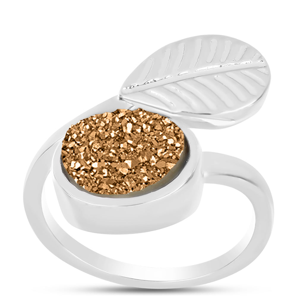 Anillo de Plata con Drusa Dorada