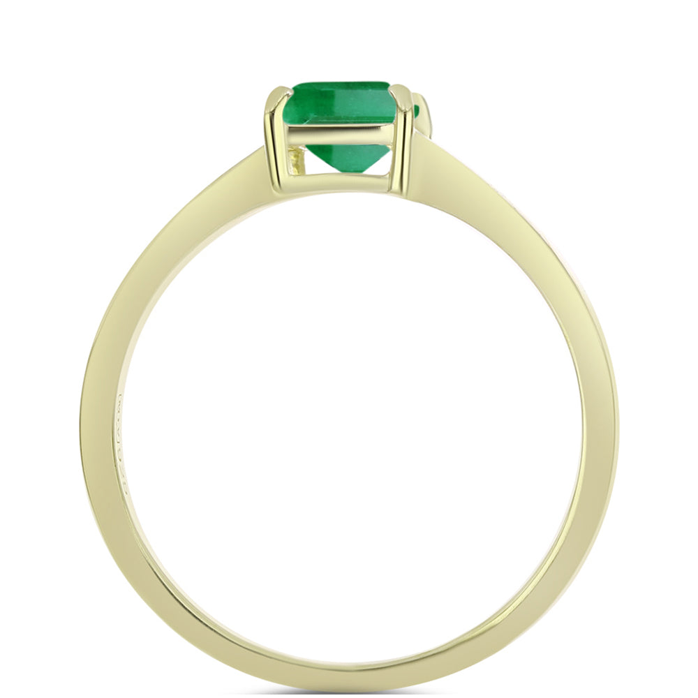 Anillo de Plata Bañada en Oro con Esmeralda de Brasil