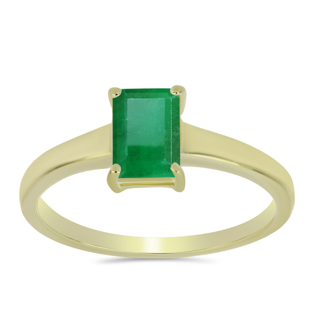 Anillo de Plata Bañada en Oro con Esmeralda de Brasil
