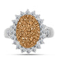 Anillo de Plata con Drusa Dorada y Topacio Blanco