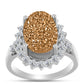 Anillo de Plata con Drusa Dorada y Topacio Blanco