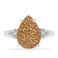 Anillo de Plata con Drusa Dorada y Topacio Blanco