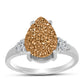 Anillo de Plata con Drusa Dorada y Topacio Blanco
