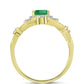 Anillo de Plata Bañada en Oro con Esmeralda de Brasil y Topacio Blanco