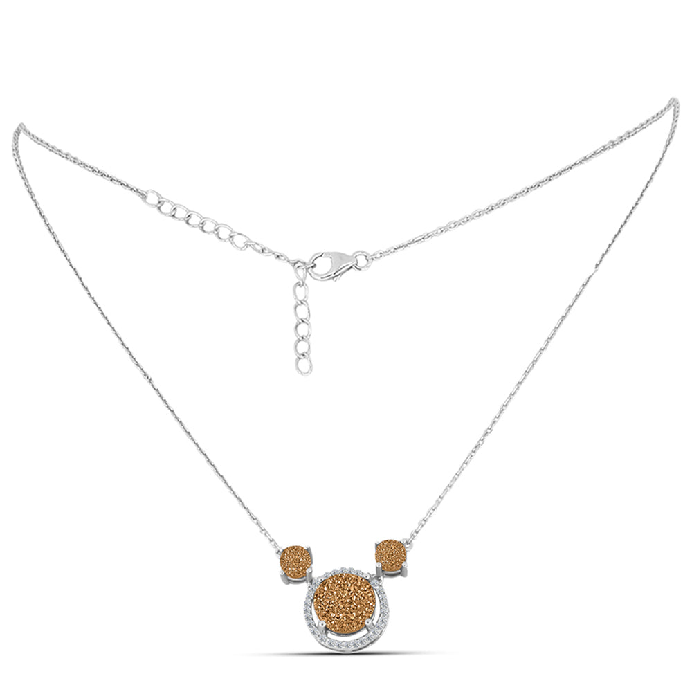Collar de Plata con Drusa Dorada y Topacio Blanco