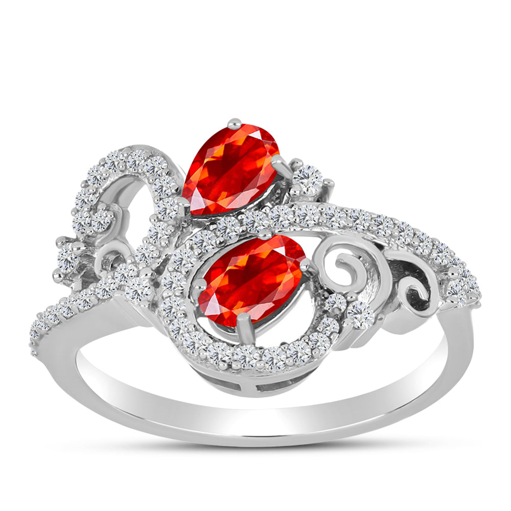 Anillo de Plata con Ópalo Rojo etíope de Lega Dembi y Topacio Blanco 3 