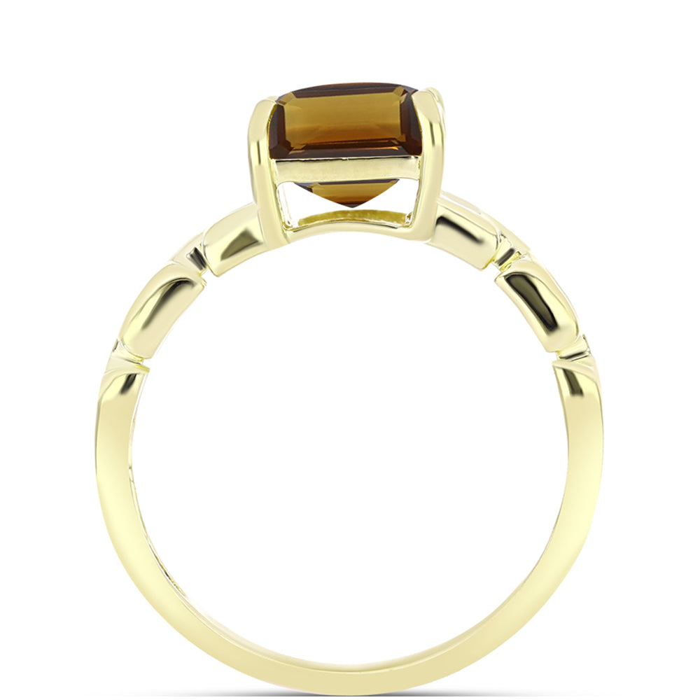 Anillo de Plata Bañada en Oro con Cuarzo Coñac 2 