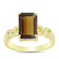Anillo de Plata Bañada en Oro con Cuarzo Coñac